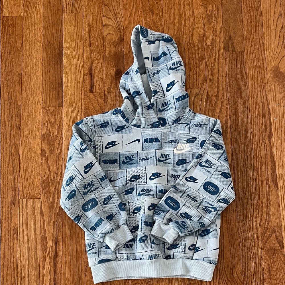 Nike Kids Blue Patterned Hoodie